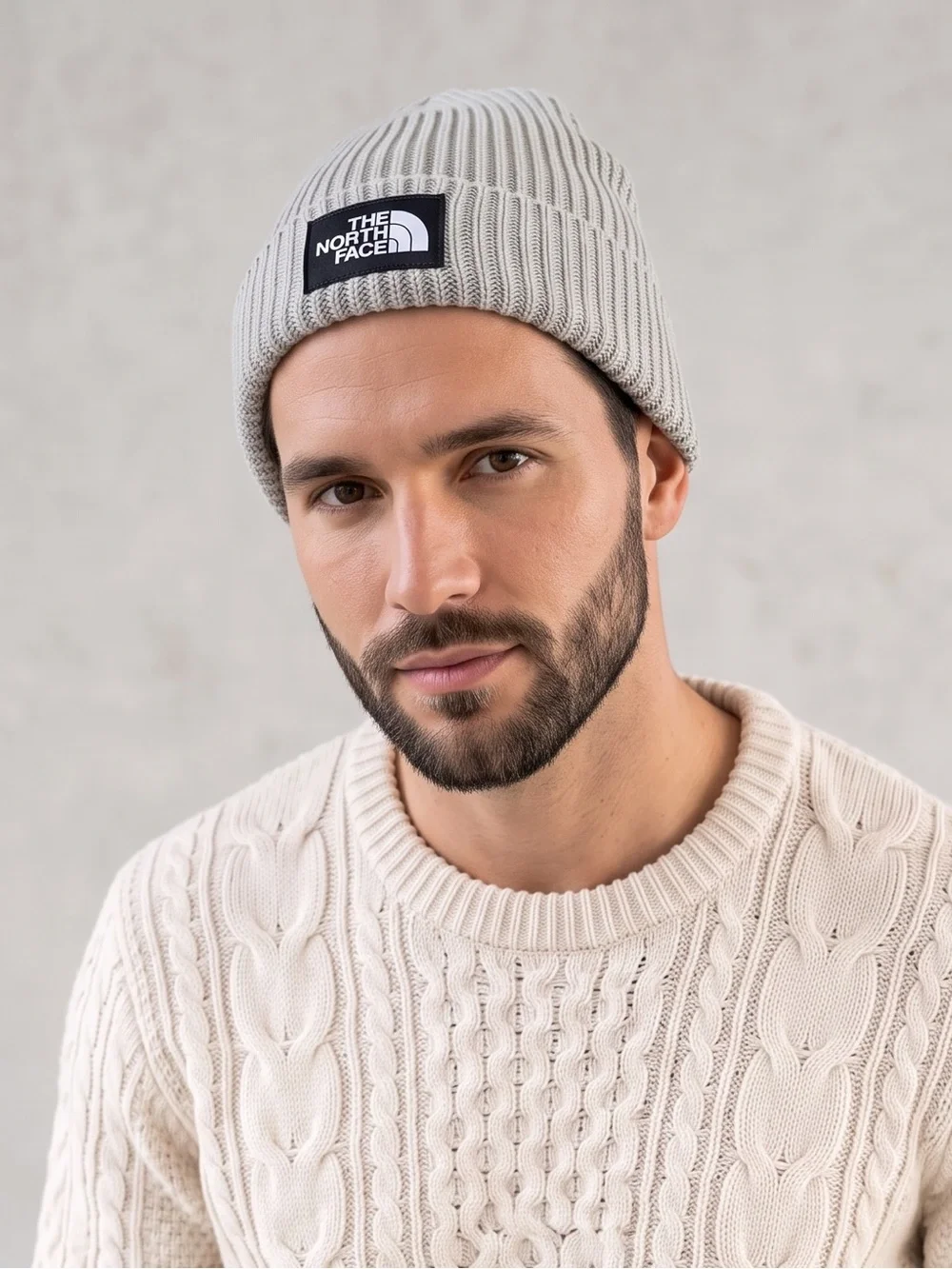 The North Face Salty Dog Beanie Gray Green Lined Knit Hat Unisex One Size